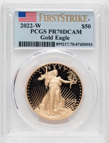 2022-W G$50 One Ounce Gold Eagle, FS, DC 70 PCGS