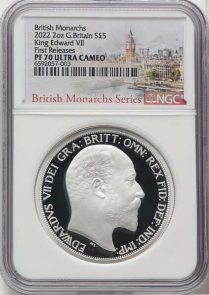 Elizabeth II silver Proof "King Edward VII" 5 Pounds (2 oz) 2022 PR70  Ultra Cameo NGC, 70 NGC