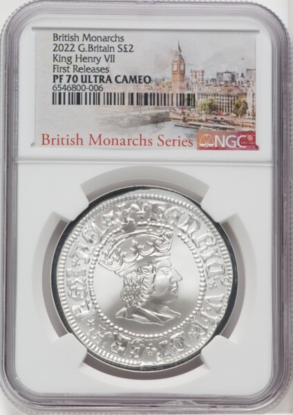 Elizabeth II silver Proof "King Henry VII" 2 Pounds (1oz ) 2022 PR70  Ultra Cameo NGC, 70 NGC