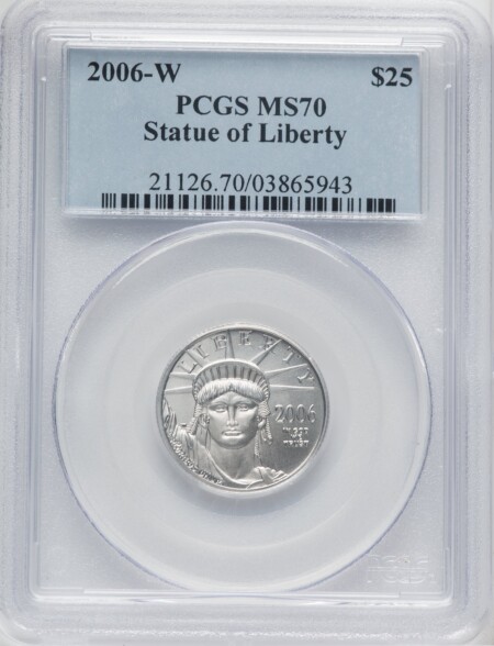 2006-W $25 Quarter-Ounce Platinum Eagle, Burnished, SP Blue Gradient 70 PCGS