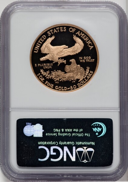 2005-W $50 One-Ounce Gold Eagle, DC Brown Label 70 NGC