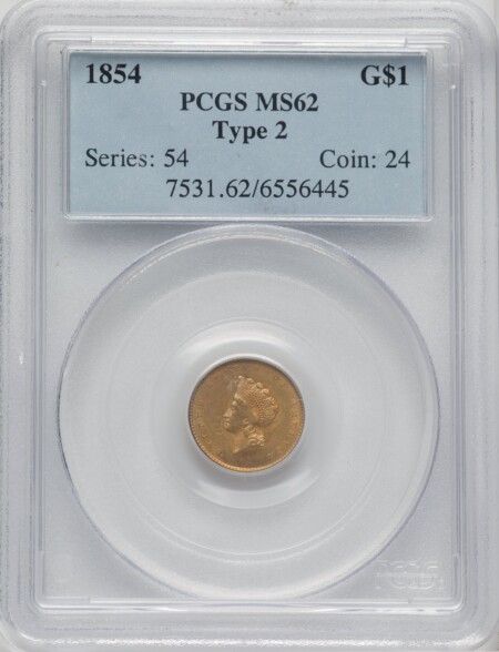 1854 G$1 Type Two 62 PCGS