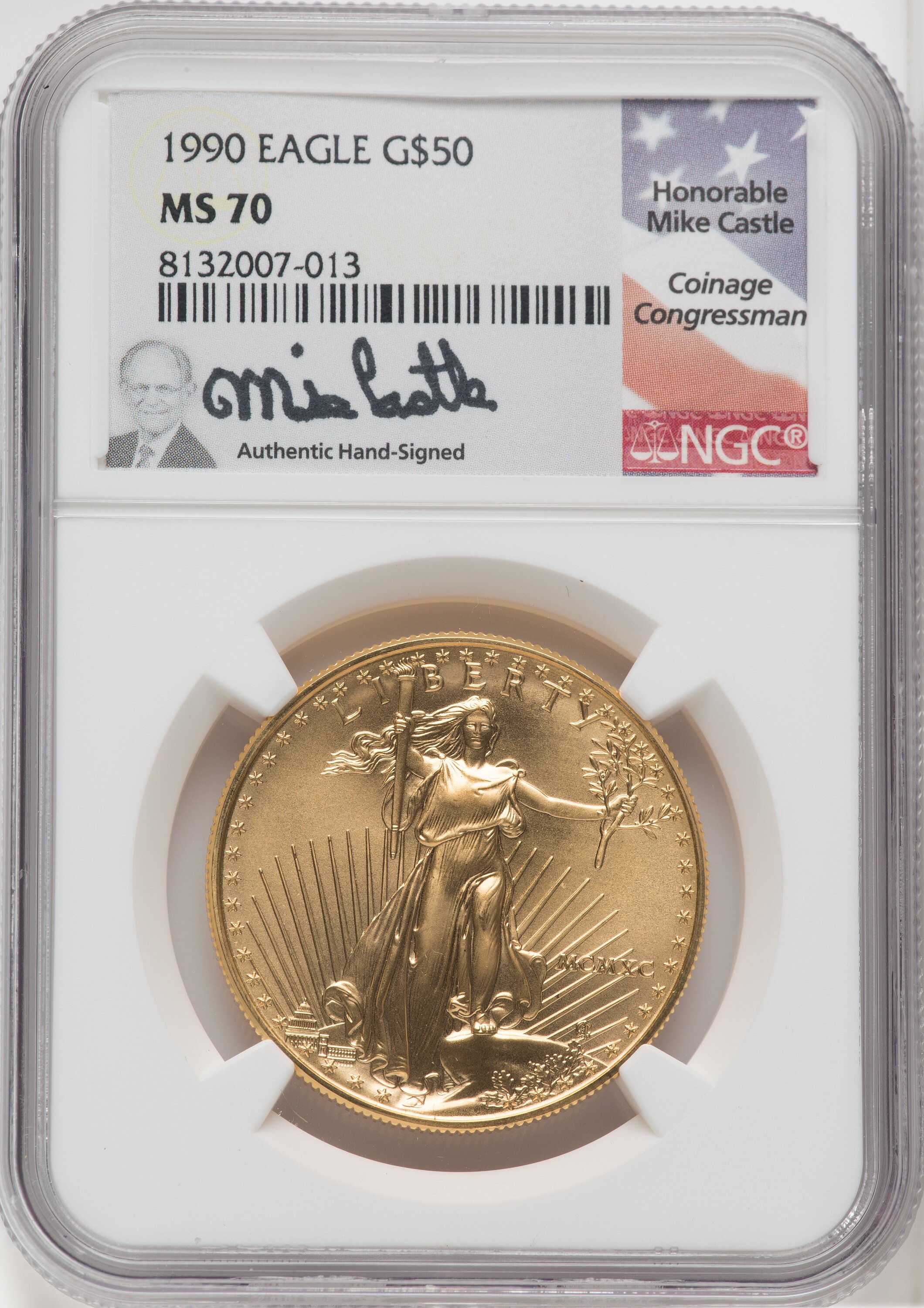 1990 $50 One-Ounce Gold Eagle, MS 70 NGC