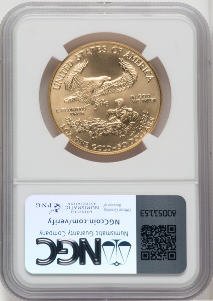 1990 $50 One-Ounce Gold Eagle, MS 70 NGC