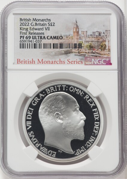 Elizabeth II silver Proof "King Edward VII" 2 Pounds (1 oz) 2022 PR69  Ultra Cameo NGC, 69 NGC