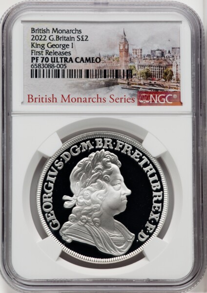 Elizabeth II silver Proof "King George I" 2 Pounds (1 oz) 2022 PR70  Ultra Cameo NGC, 70 NGC