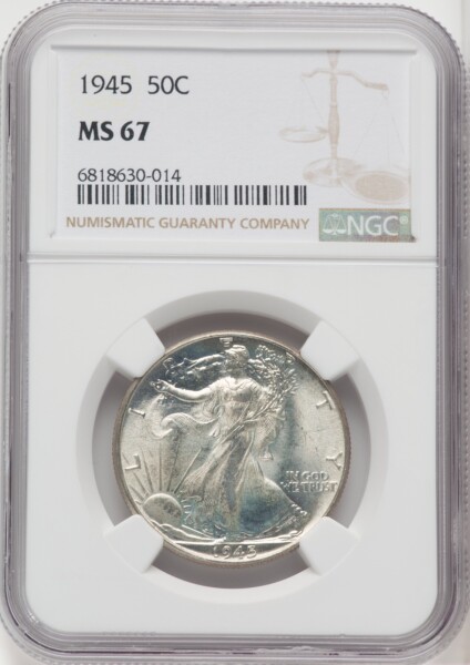1945 50C, MS 67 NGC