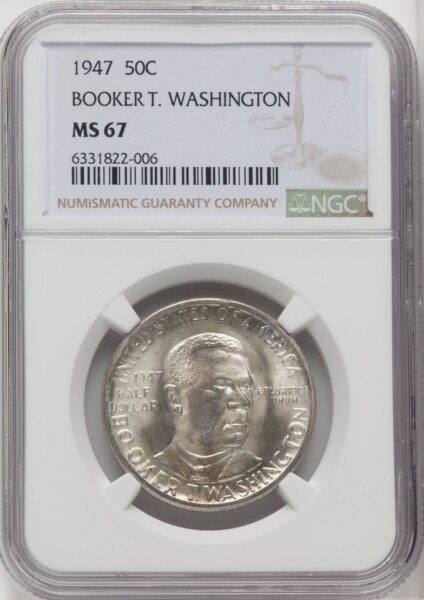 1947 50C Booker T. Washington, MS 67 NGC
