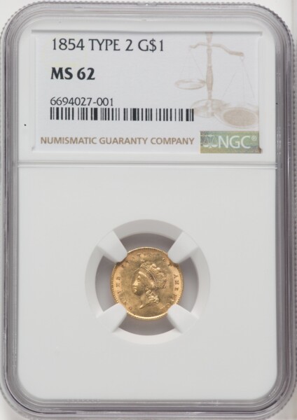 1854 G$1 Type Two 62 NGC