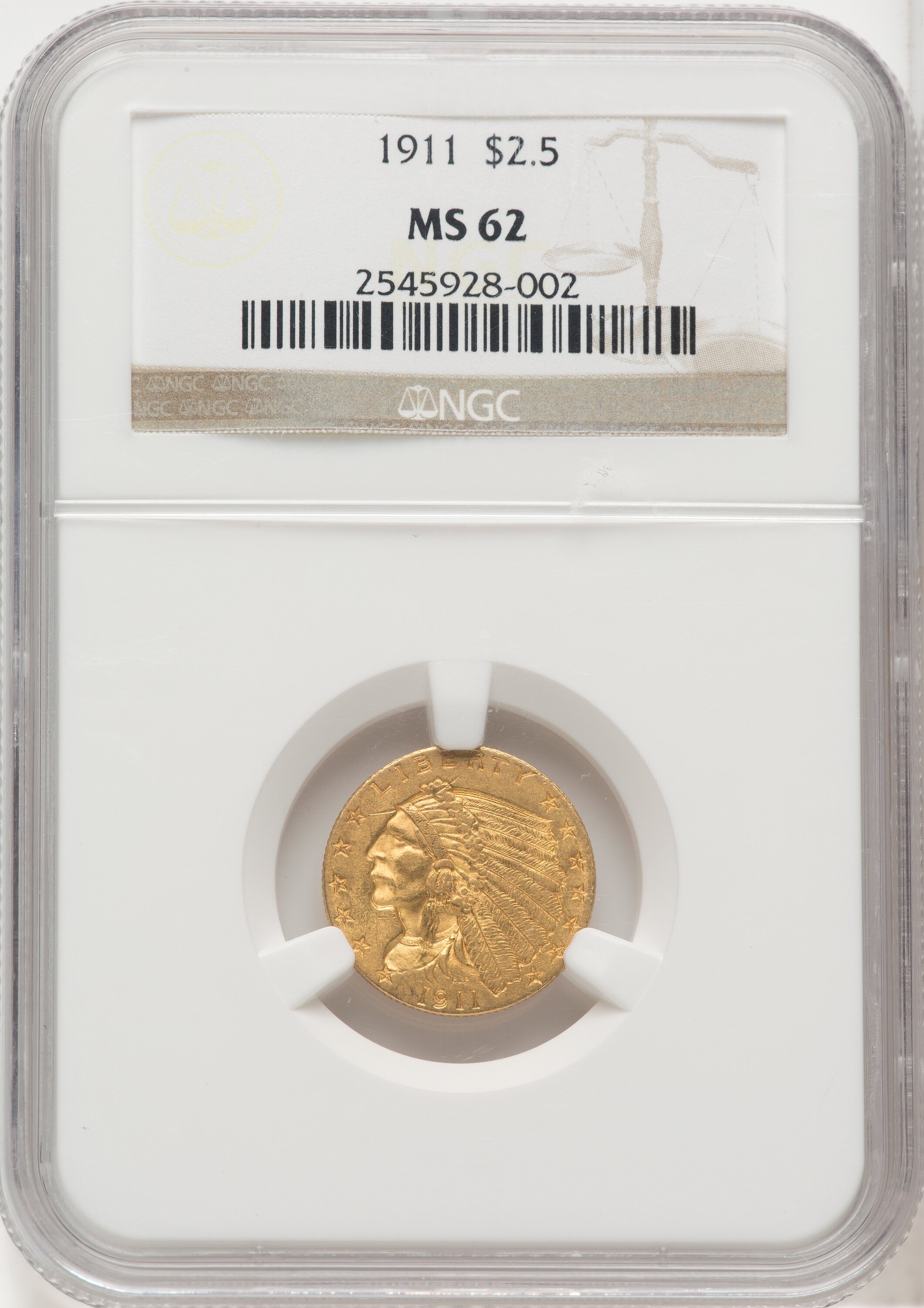 1911 $2 1/2 62 NGC