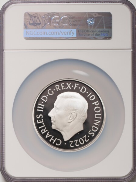 Charles III silver Proof "Queen Elizabeth II Memorial" 10 Pounds (5 oz) 2022 PR70  Ultra Cameo NGC, 70 NGC
