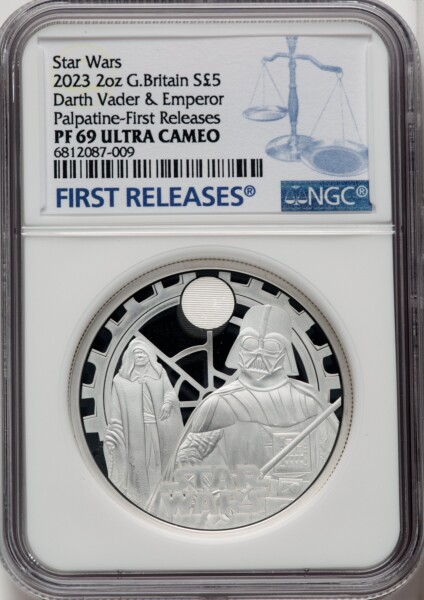Charles III silver Proof “Darth Vader & Emperor Palpatine” 5 Pounds (2 oz) 2023 PR69  Ultra Cameo NGC, 69 NGC