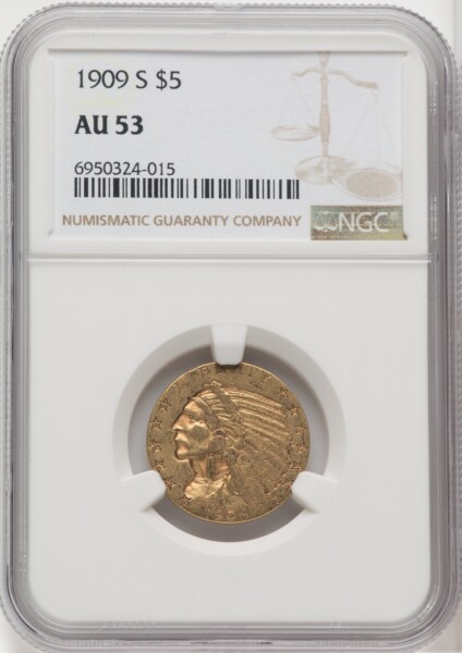1909-S $5 53 NGC