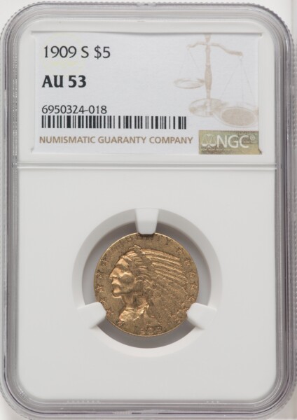 1909-S $5 53 NGC