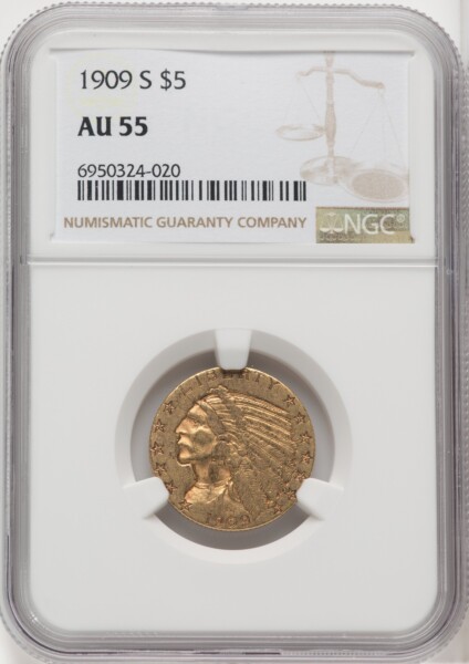 1909-S $5 55 NGC