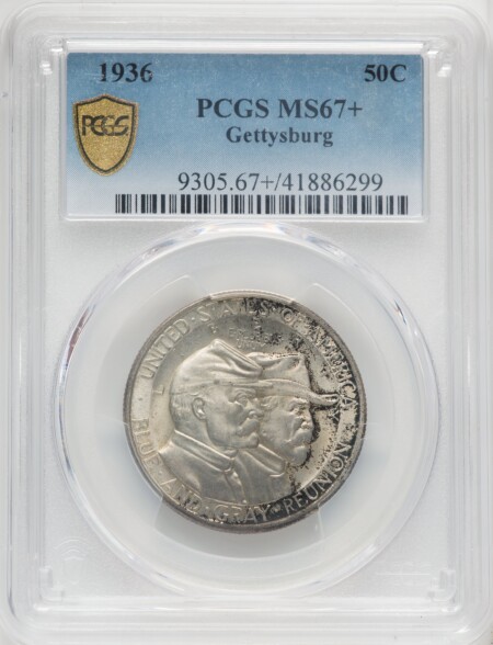 1936 50C Gettysburg, MS PCGS Secure PCGS Plus 67 PCGS