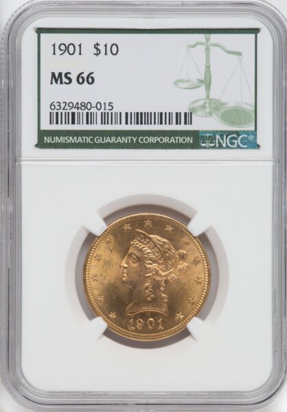1901 $10 Green Label 66 NGC