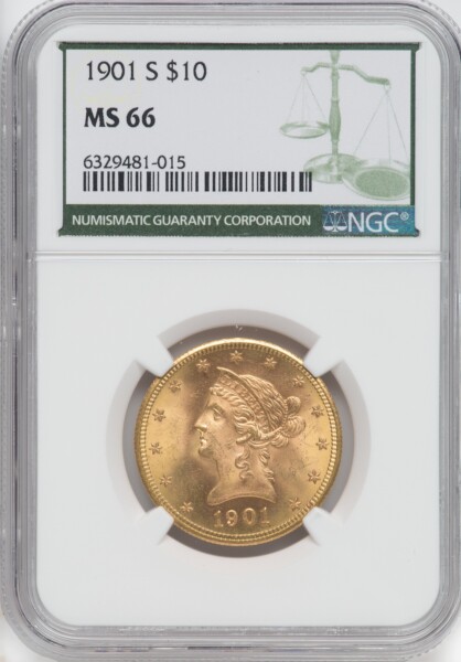 1901-S $10 Green Label 66 NGC