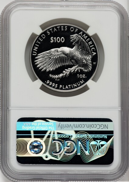 2019-W $100 One-Ounce Platinum Eagle, Liberty, First Strike, PR, DC Mike Castle 70 NGC
