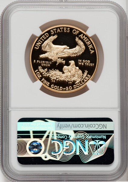 2017-W $50 One-Ounce Gold Eagle, PR DC Brown Label 70 NGC