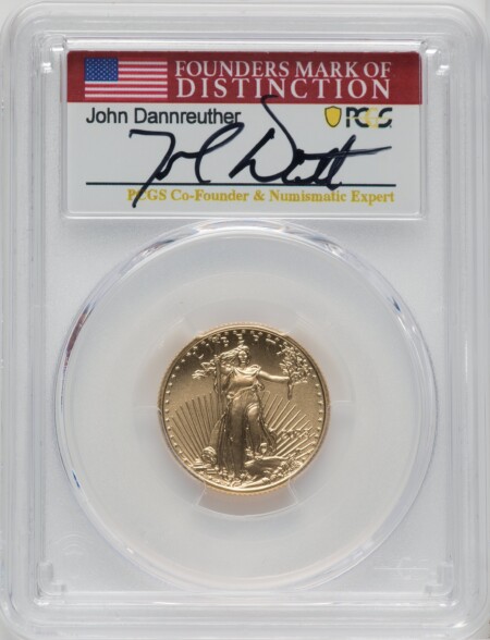 2023 $10 Quarter-Ounce Gold Eagle, First Day of Issue, John Dannreuther, MS 70 PCGS
