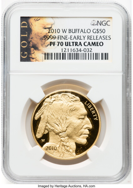 2010-W $50 One-Ounce Gold Buffalo, First Strike, DM 70 NGC