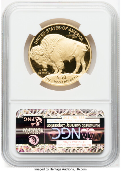 2010-W $50 One-Ounce Gold Buffalo, First Strike, DM 70 NGC