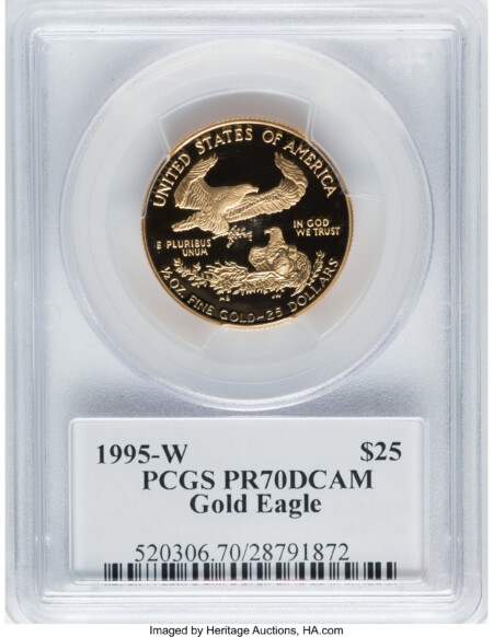 1995-W $25 Half-Ounce Gold Eagle, Moy Signature, PR, DC 70 PCGS