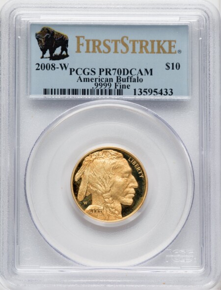 2008-W $10 Buffalo, Quarter-Ounce Gold, First Strike, DC 70 PCGS