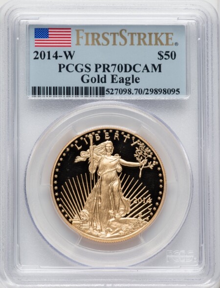 2014-W $50 One-Ounce Gold Eagle, First Strike, PR DC 70 PCGS