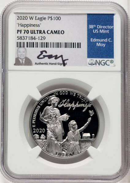 2020-W $100 One Ounce Platinum Eagle, Happiness, PRDC 70 NGC