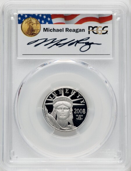 2008-W $25 Quarter-Ounce Platinum Eagle, Statue of Liberty, Michael Reagan, PR, DC 70 PCGS