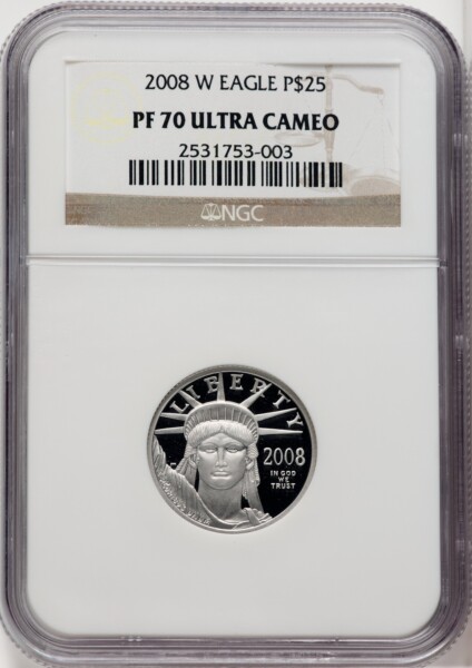 2008-W $25 Quarter-Ounce Platinum Eagle, Statue of Liberty, PR, DC 70 NGC
