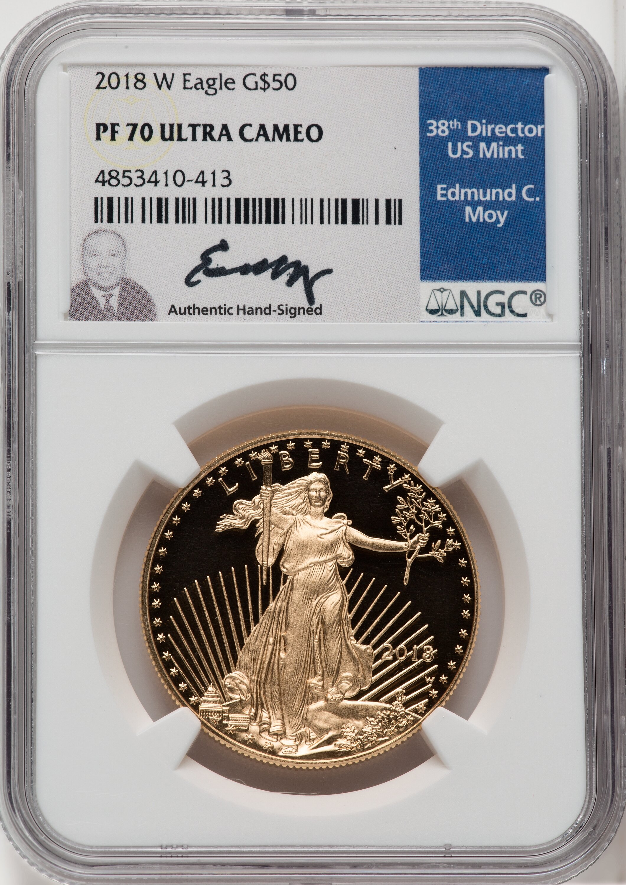2018-W $50 One Ounce Gold Eagle, DC 70 NGC