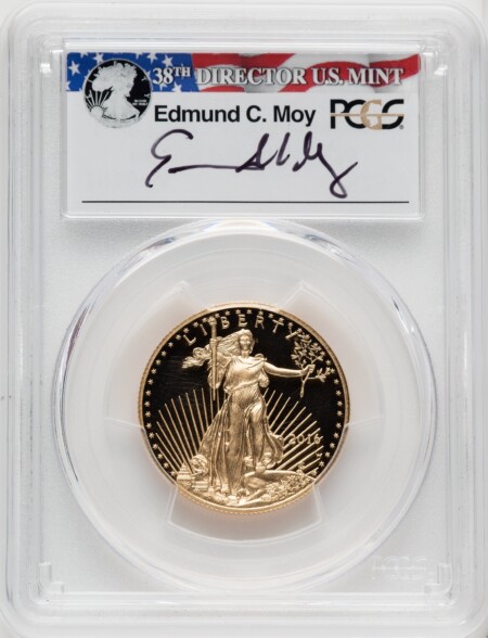 2016-W $25 Half-Ounce Gold Eagle, 30th Anniversary, First Strike, Moy Signature, PR, DC 70 PCGS