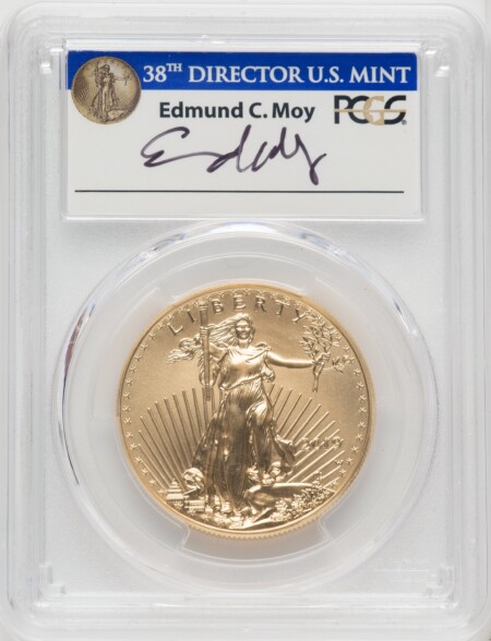2019-W $50 Gold Eagle, Burnished, First Day of Issue, Denver, Moy, SP 70 PCGS