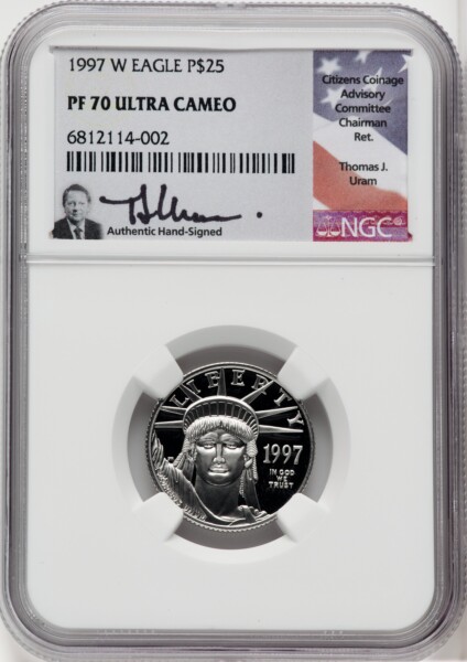 1997-W $25 Quarter-Ounce Platinum Eagle, Statue of Liberty, PR, DC 70 NGC