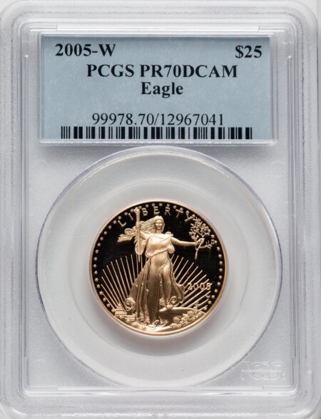2005-W $25 Half-Ounce Gold Eagle, DC Blue Gradient 70 PCGS