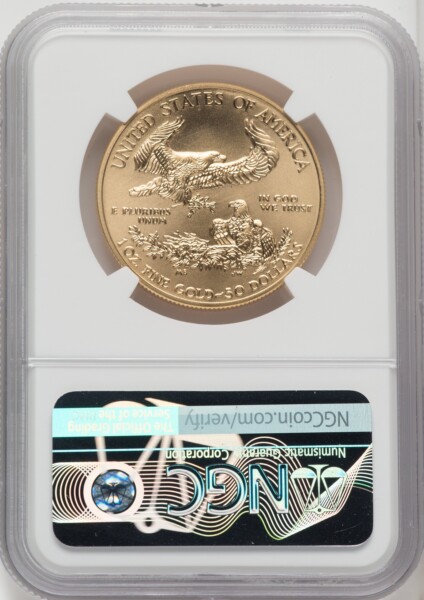 2011-W $50 One-Ounce Gold Eagle, 25th Anniversary, SP 70 NGC