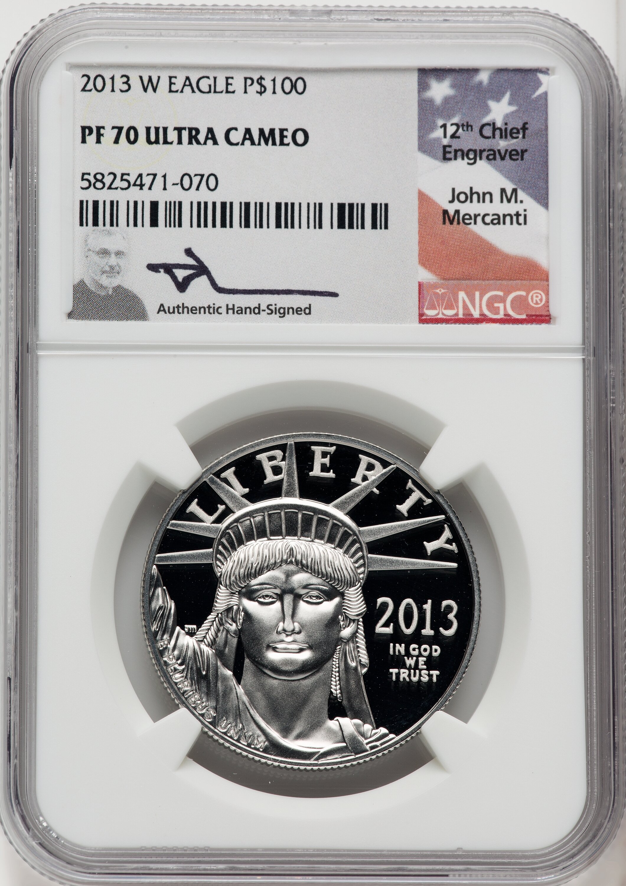 2013-W $100 One-Ounce Platinum Eagle, PR, DC 70 NGC