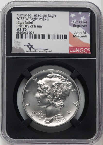 2023-W $25 Palladium, First Day of Issue, SP 70 NGC