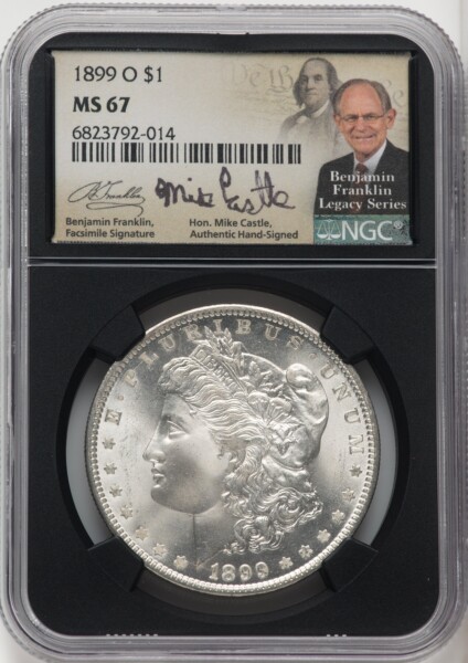 1899-O S$1 Mike Castle Blk Core Franklin Series 67 NGC