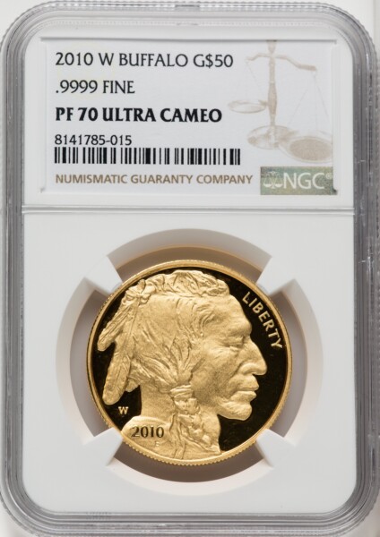 2010-W $50 One-Ounce Gold Buffalo, .9999 Fine Gold, PR, DC 70 NGC