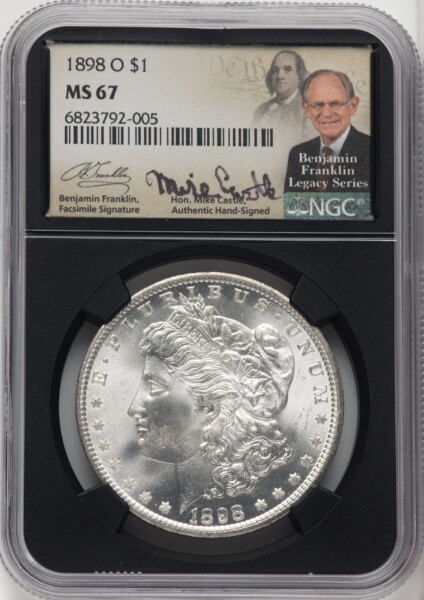 1898-O S$1 Mike Castle Blk Core Franklin Series 67 NGC
