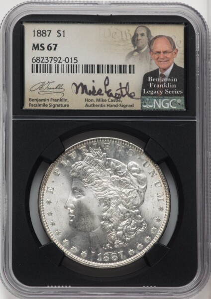 1887 S$1 Mike Castle Blk Core Franklin Series 67 NGC