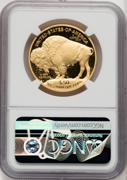 2008-W $50 One-Ounce Gold Buffalo, .9999 Fine Gold, PR, DC Mike Castle 70 NGC