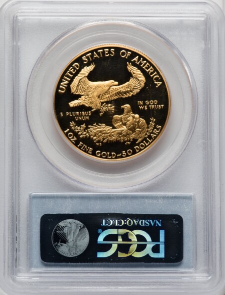 1988-W $50 One-Ounce Gold Eagle, PR DC Blue Gradient 70 PCGS