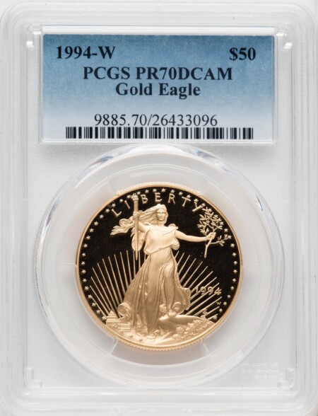 1994-W $50 One-Ounce Gold Eagle, PR, DC Blue Gradient 70 PCGS