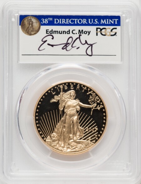 2017-W $50 One-Ounce Gold Eagle, First Day of Issue, Moy Denver, PR DC 70 PCGS