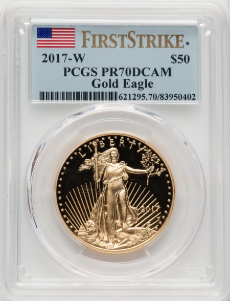 2017-W $50 One-Ounce Gold Eagle, First Strike, PR, DC 70 PCGS